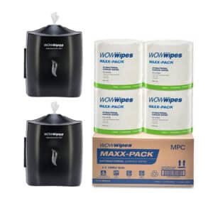 WOW Wipes® 4 x 1200 ‘MAXX-PACK’ Antibacterial Wipes + Dispensers 1200SP2