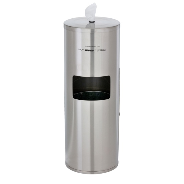 Antibacterial Wipes Dispenser + Bin – Freestanding Stainless Steel - Image 8