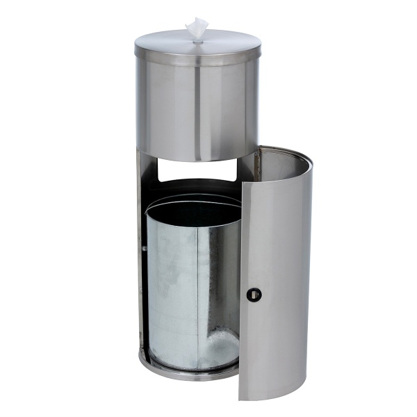 Antibacterial Wipes Dispenser + Bin – Freestanding Stainless Steel - Image 6